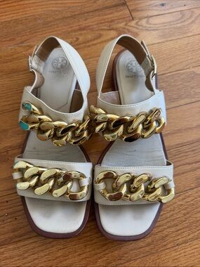 Tory Burch Leather Chain Strap Sandals